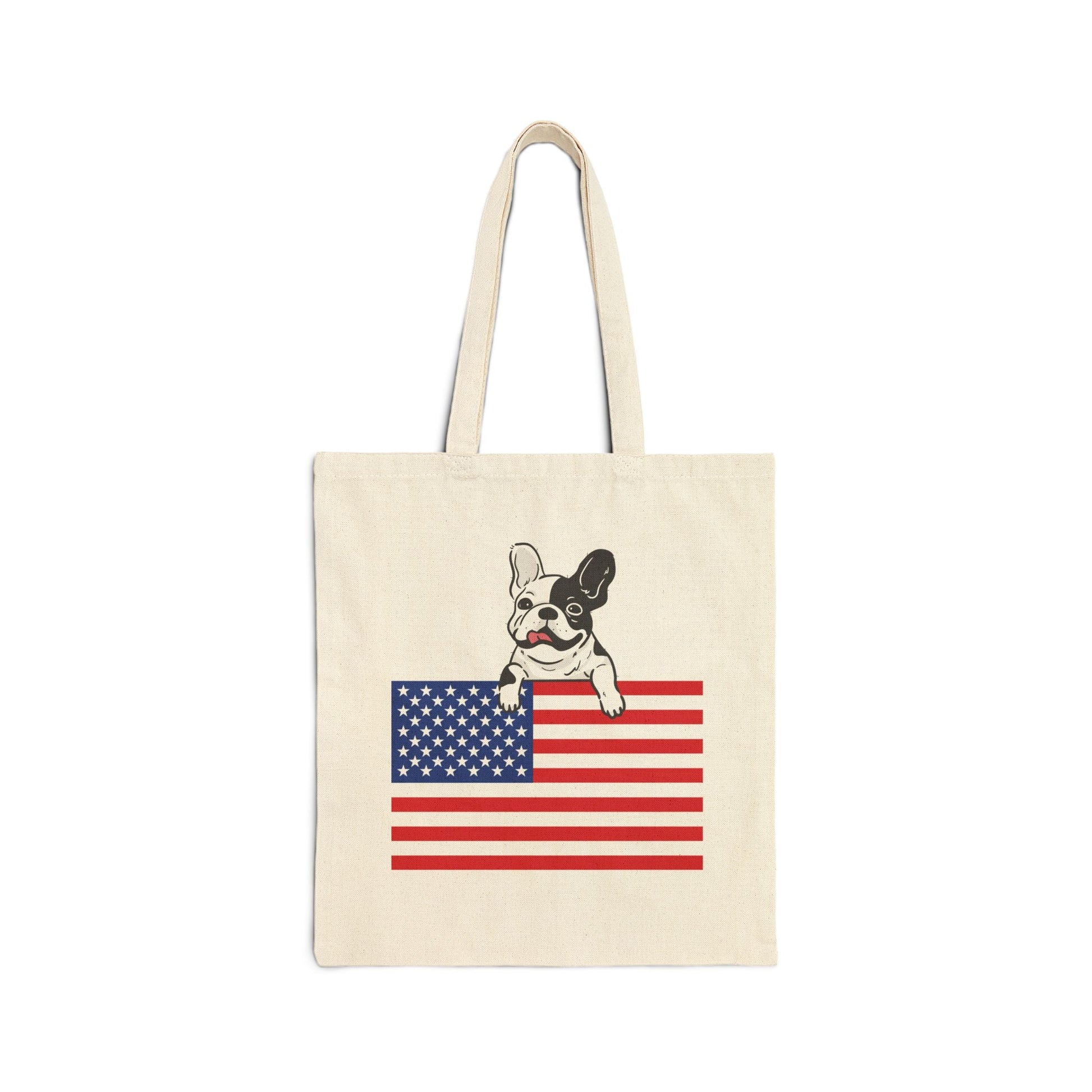 Custom Flag Piebald Frenchie USA Tote Bag
