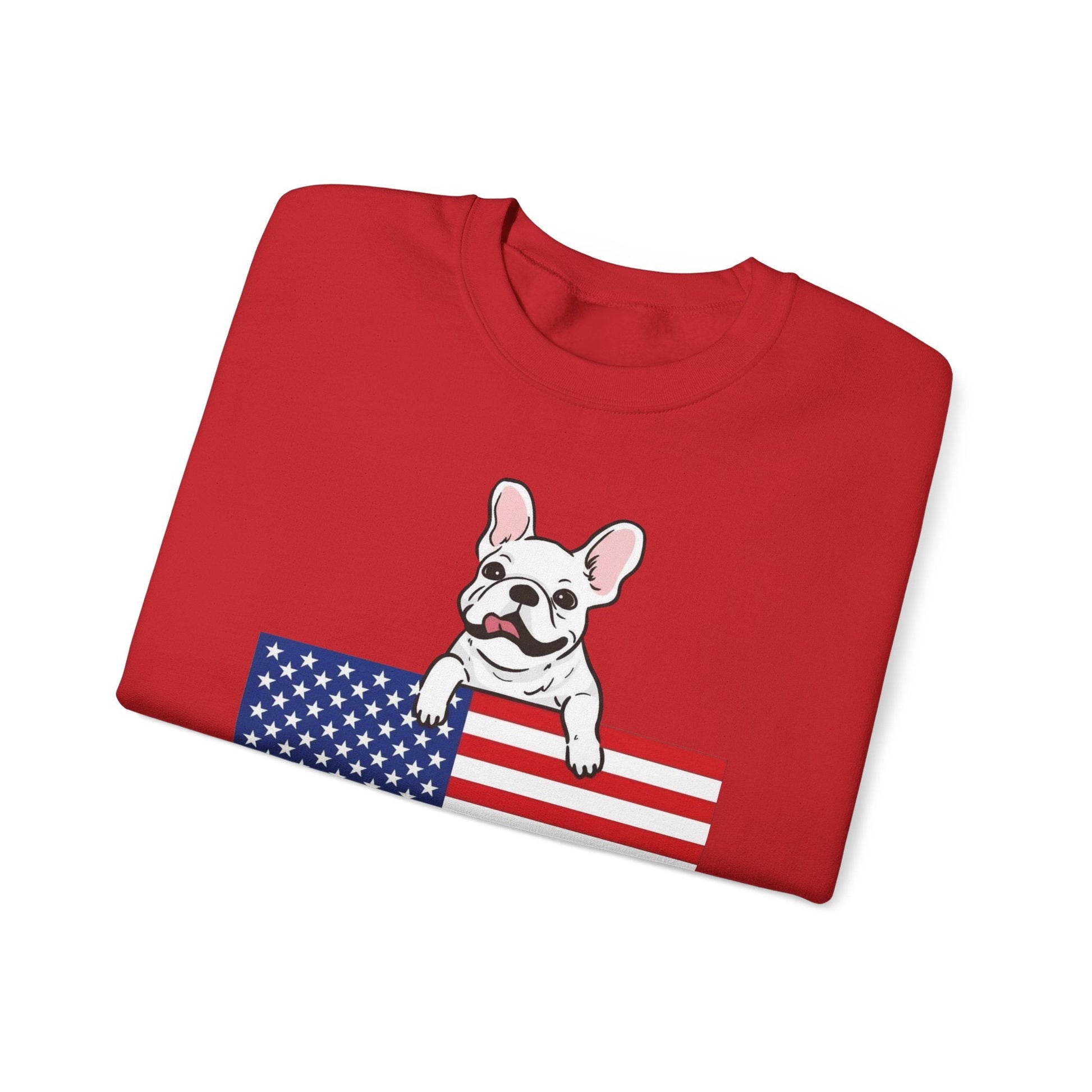 Custom Flag White French Bulldog USA Sweatshirt