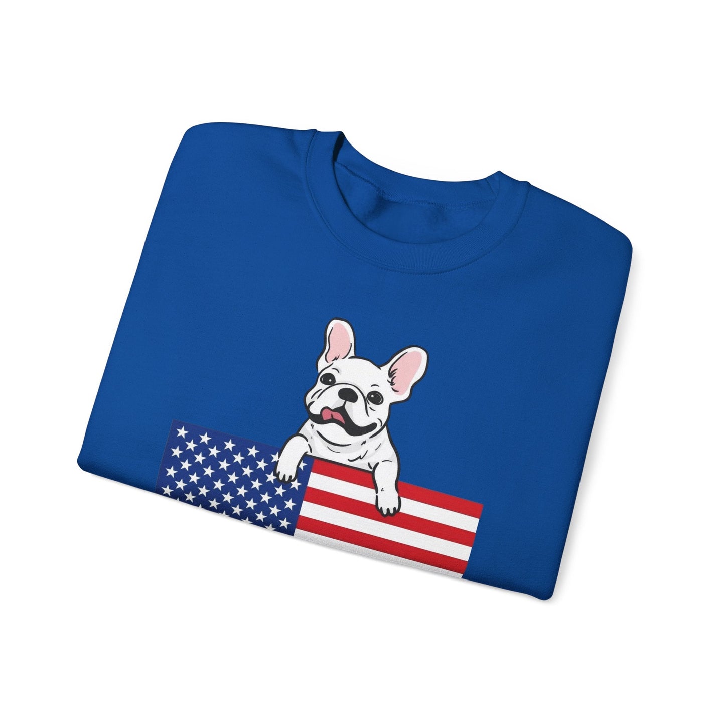 Custom Flag White French Bulldog USA Sweatshirt