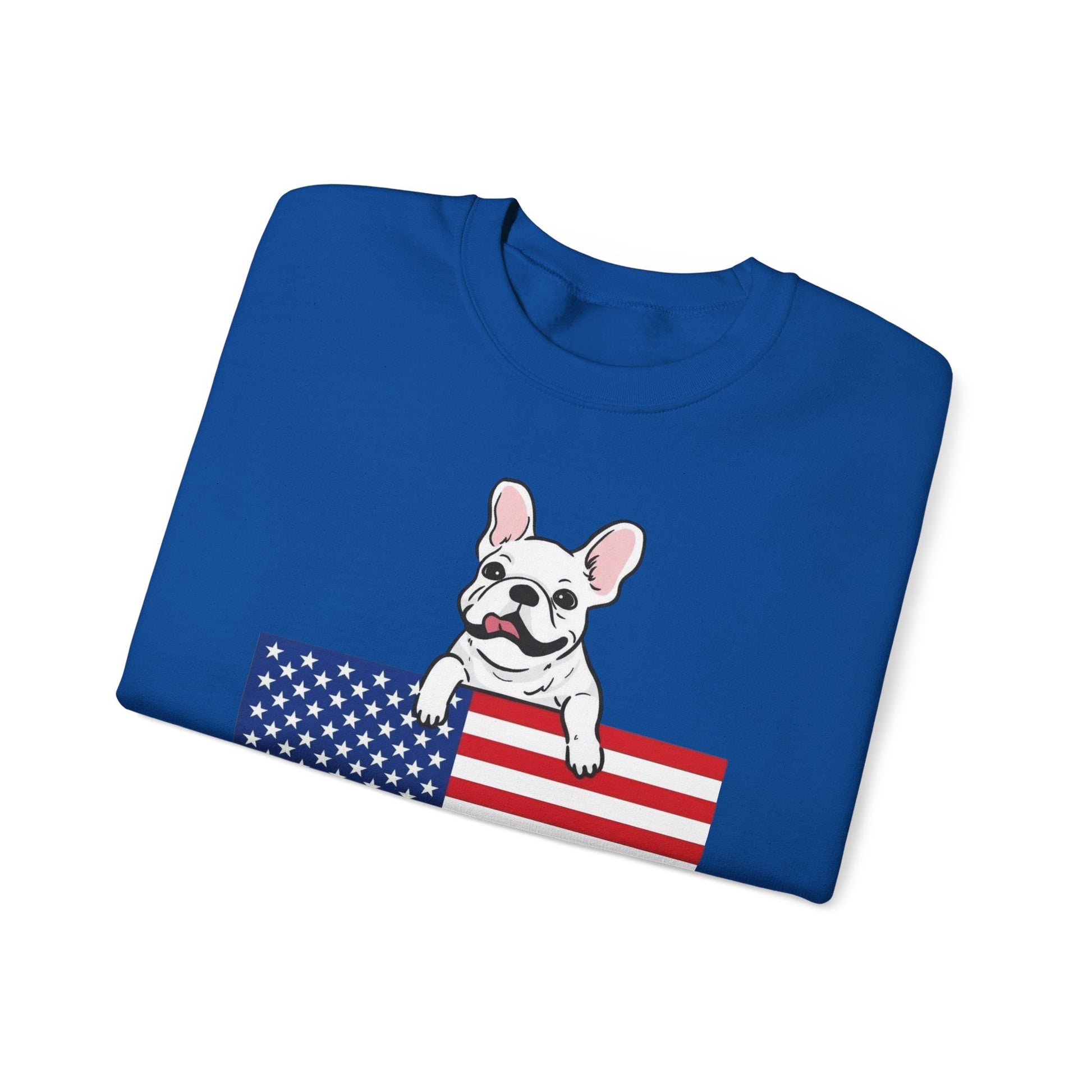 Custom Flag White French Bulldog USA Sweatshirt