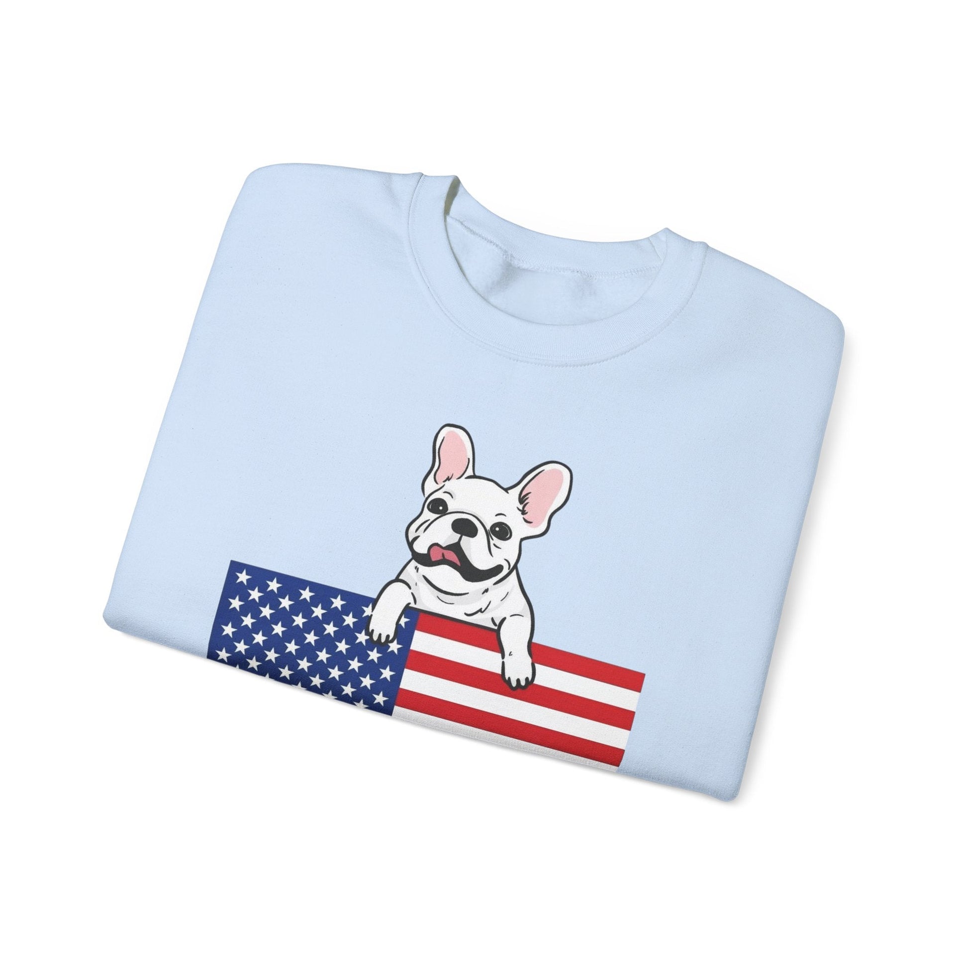 Custom Flag White French Bulldog USA Sweatshirt