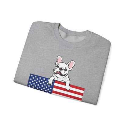 Custom Flag White French Bulldog USA Sweatshirt