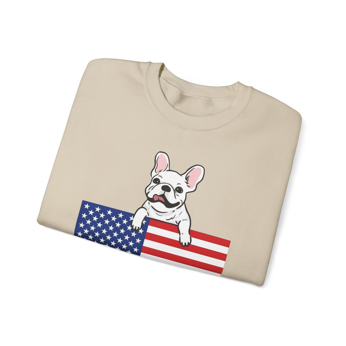 Custom Flag White French Bulldog USA Sweatshirt