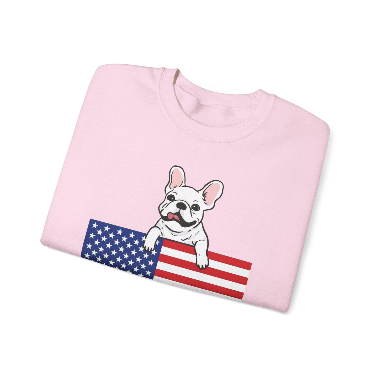 Custom Flag White French Bulldog USA Sweatshirt