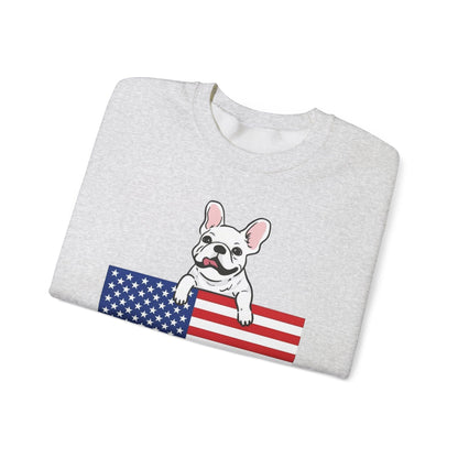Custom Flag White French Bulldog USA Sweatshirt