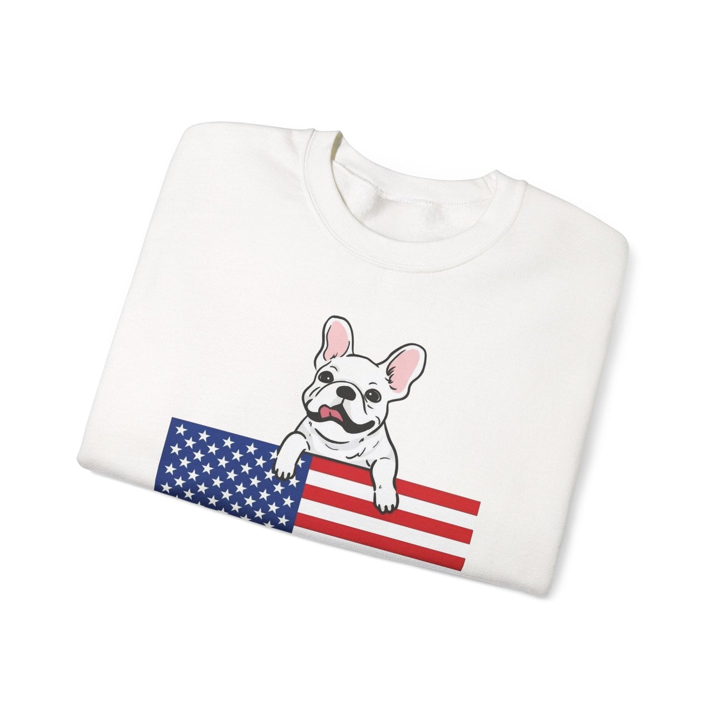 Custom Flag White French Bulldog USA Sweatshirt
