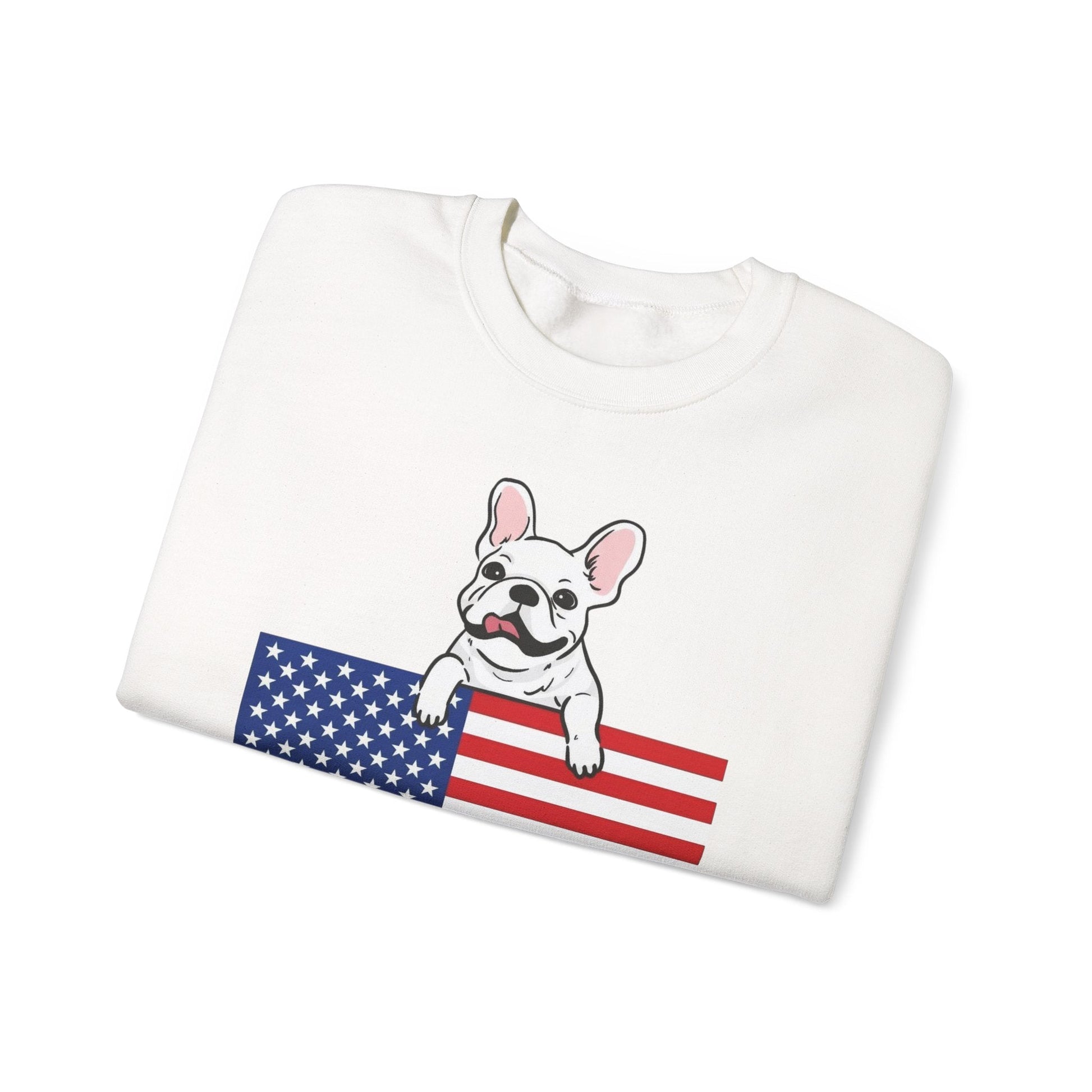 Custom Flag White French Bulldog USA Sweatshirt