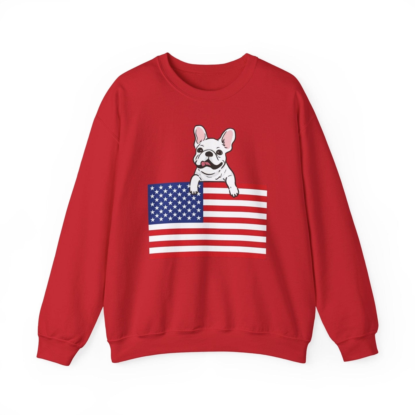 Custom Flag White French Bulldog USA Sweatshirt