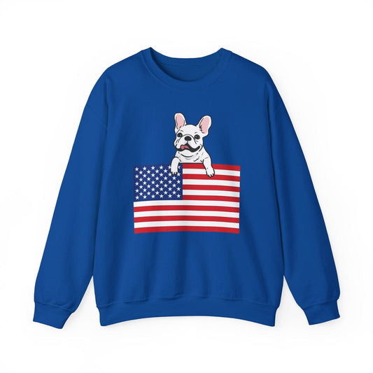 Custom Flag White French Bulldog USA Sweatshirt