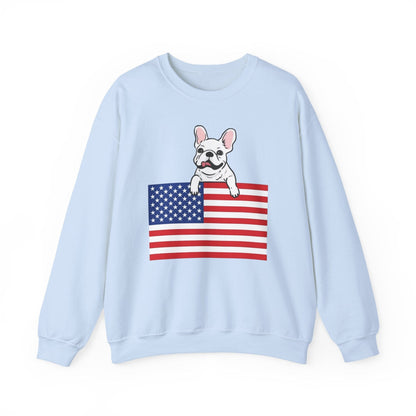 Custom Flag White French Bulldog USA Sweatshirt
