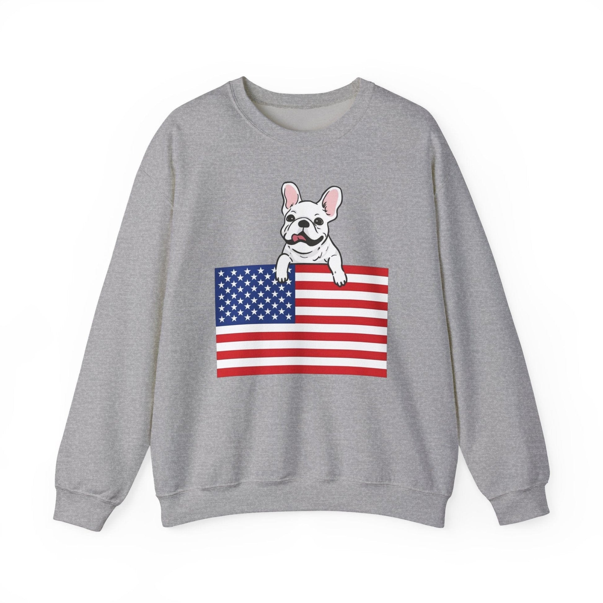 Custom Flag White French Bulldog USA Sweatshirt