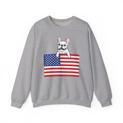 Custom Flag White French Bulldog USA Sweatshirt