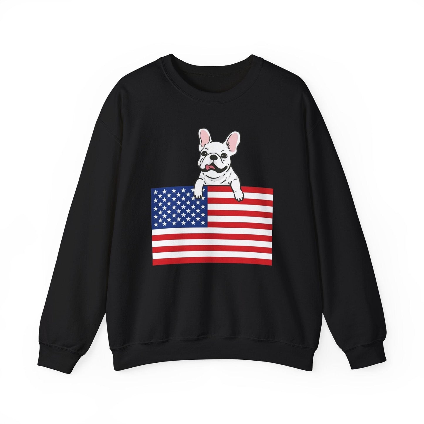 Custom Flag White French Bulldog USA Sweatshirt