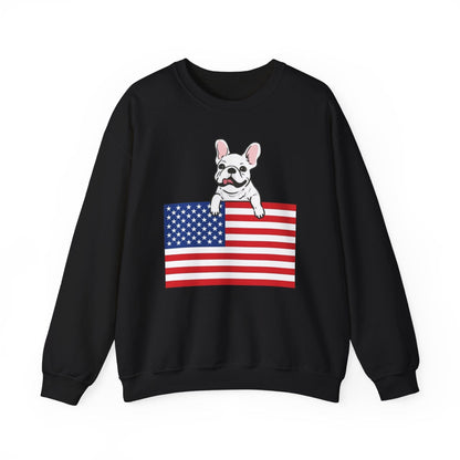 Custom Flag White French Bulldog USA Sweatshirt