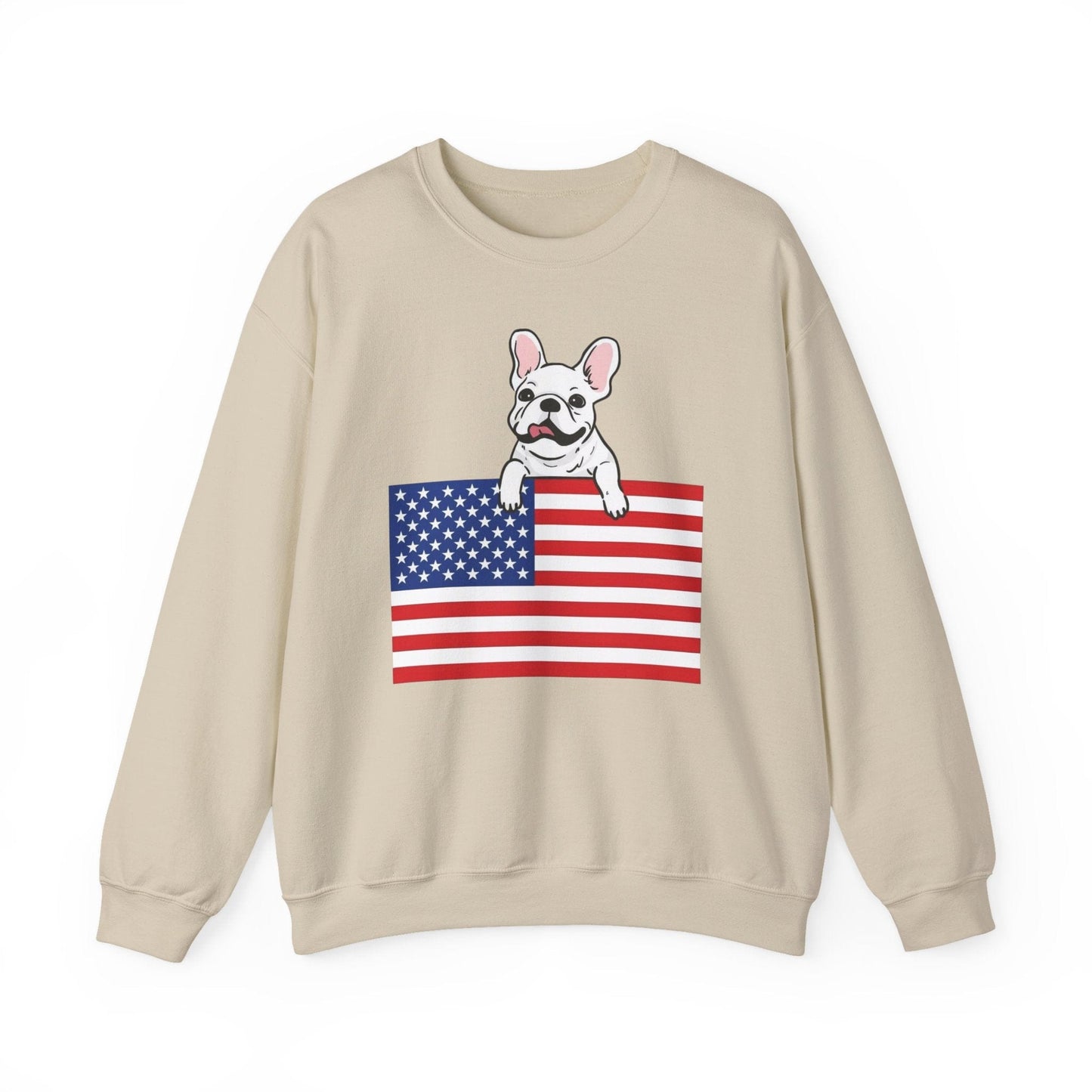 Custom Flag White French Bulldog USA Sweatshirt