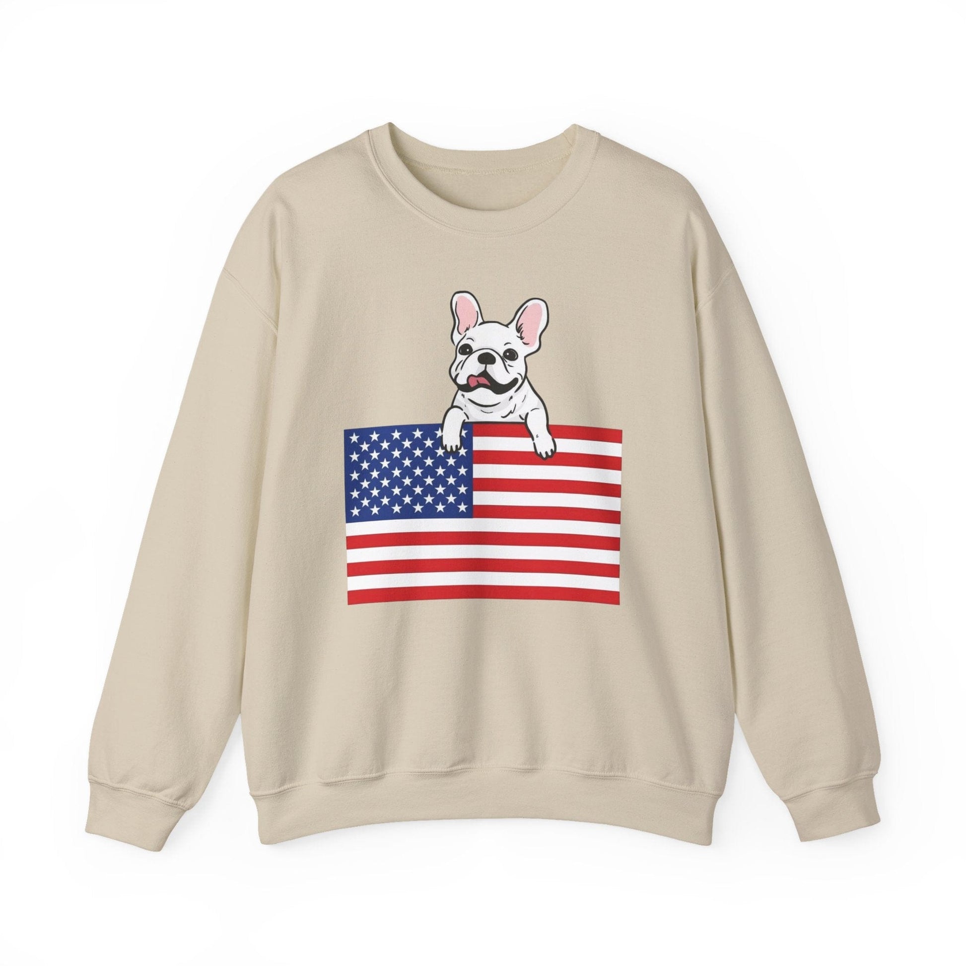 Custom Flag White French Bulldog USA Sweatshirt
