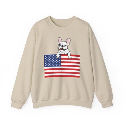 Custom Flag White French Bulldog USA Sweatshirt