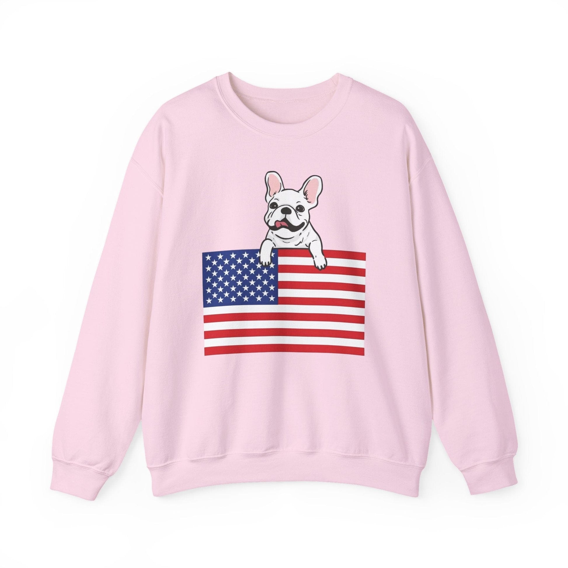 Custom Flag White French Bulldog USA Sweatshirt