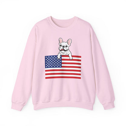 Custom Flag White French Bulldog USA Sweatshirt
