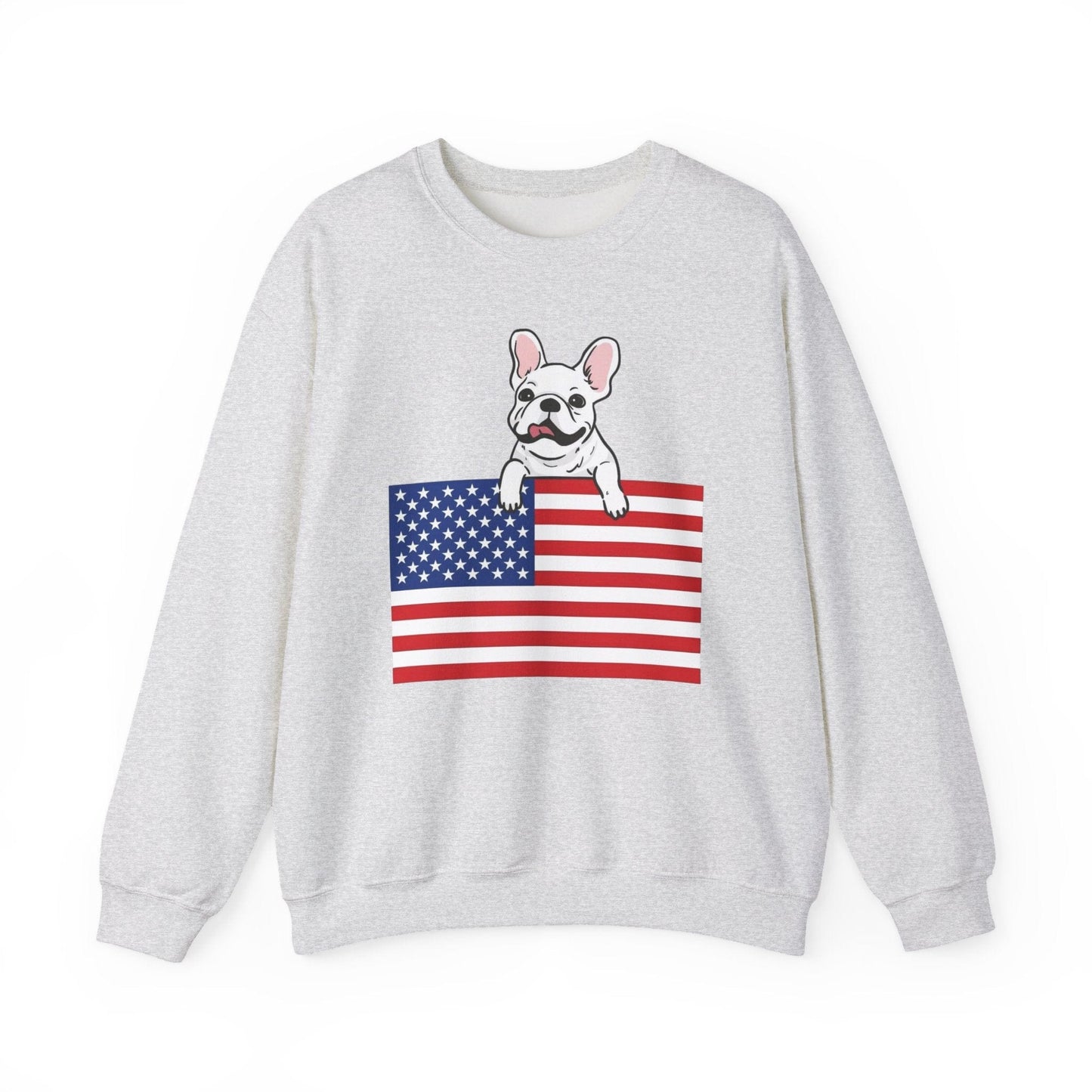 Custom Flag White French Bulldog USA Sweatshirt