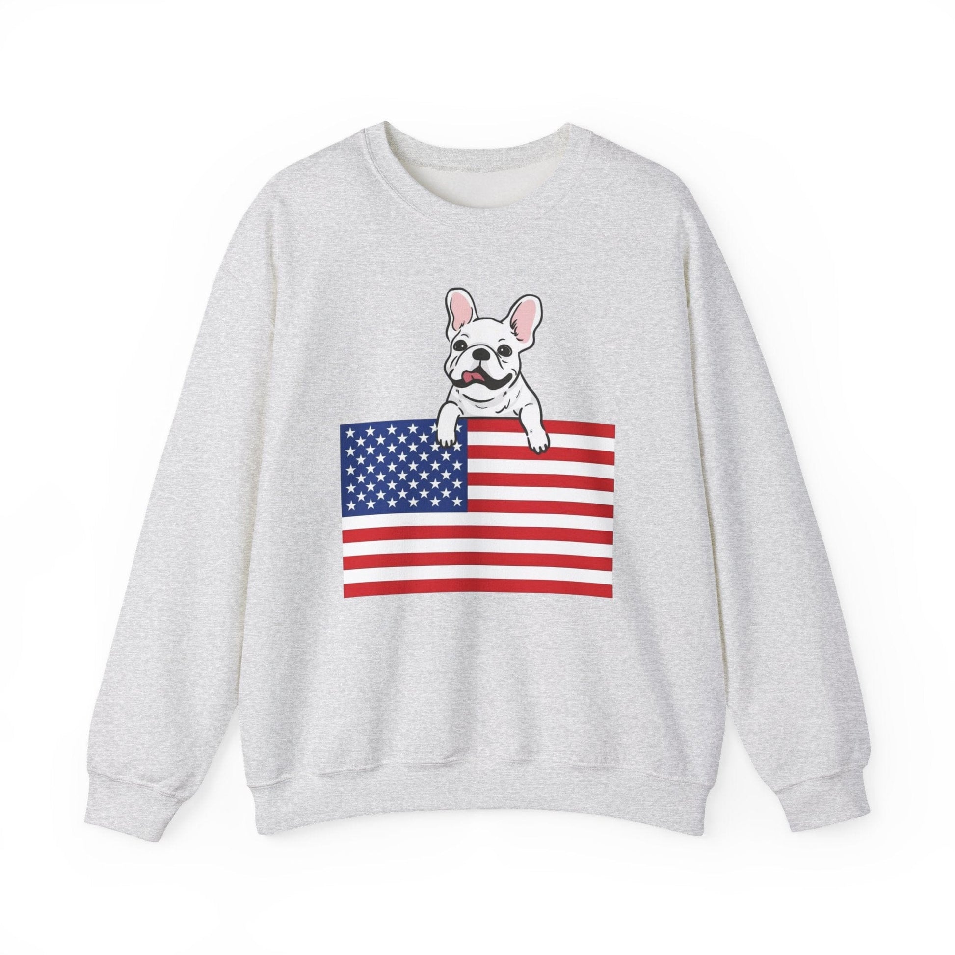 Custom Flag White French Bulldog USA Sweatshirt