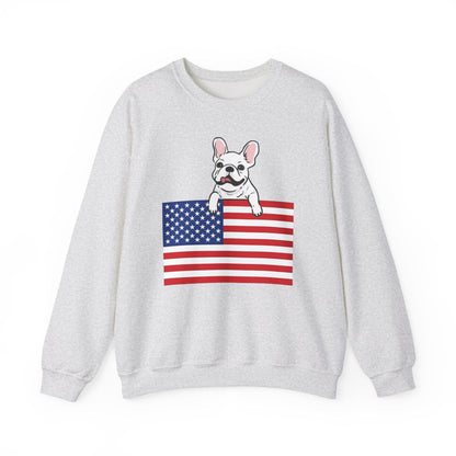 Custom Flag White French Bulldog USA Sweatshirt