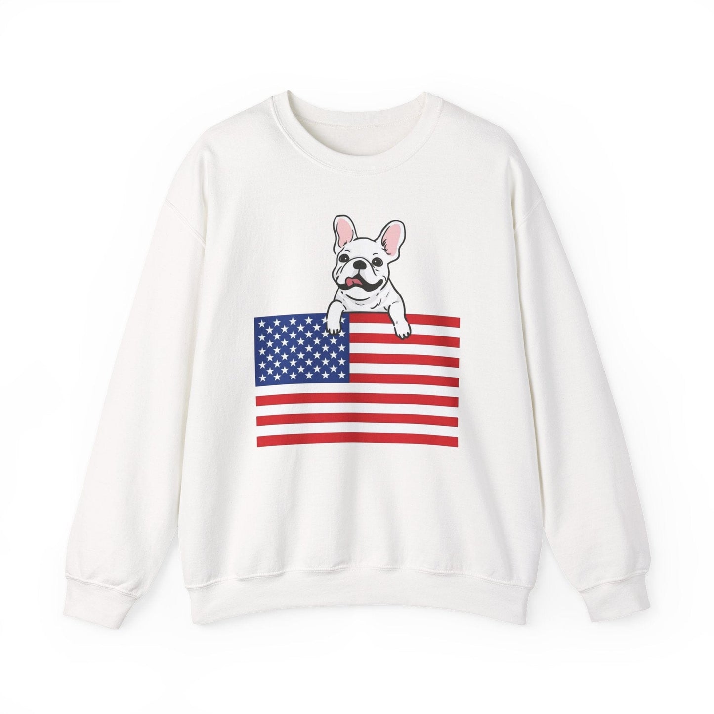 Custom Flag White French Bulldog USA Sweatshirt