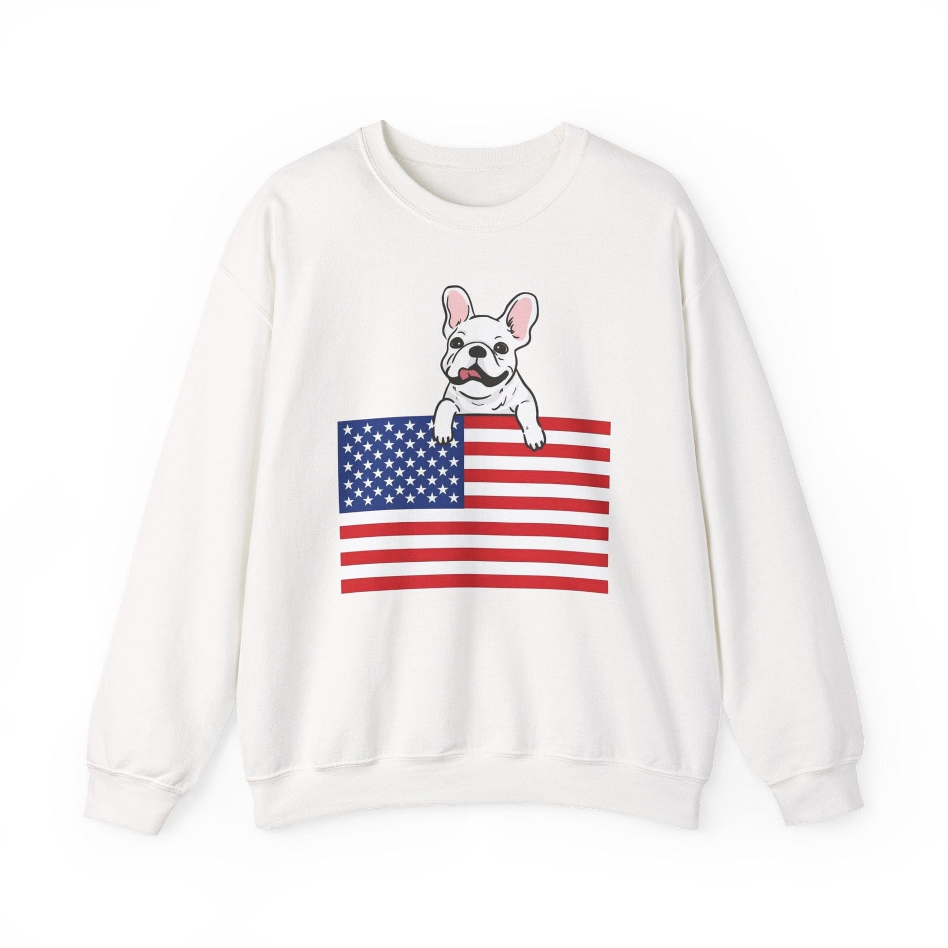 Custom Flag White French Bulldog USA Sweatshirt