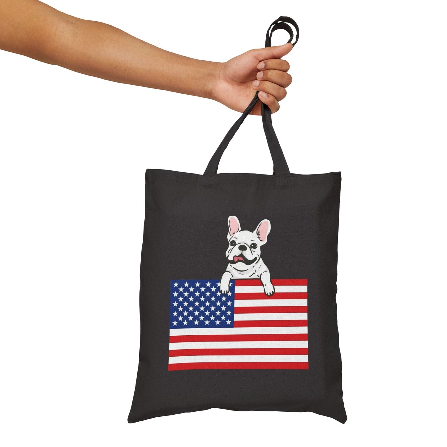 Custom Flag White Frenchie USA Tote Bag