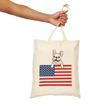 Custom Flag White Frenchie USA Tote Bag