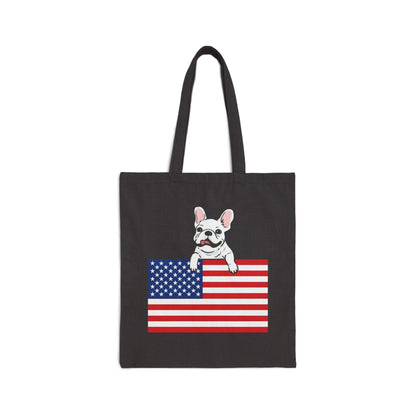 Custom Flag White Frenchie USA Tote Bag
