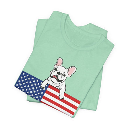 Custom Flag White Frenchie USA TShirt