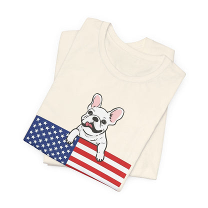 Custom Flag White Frenchie USA TShirt