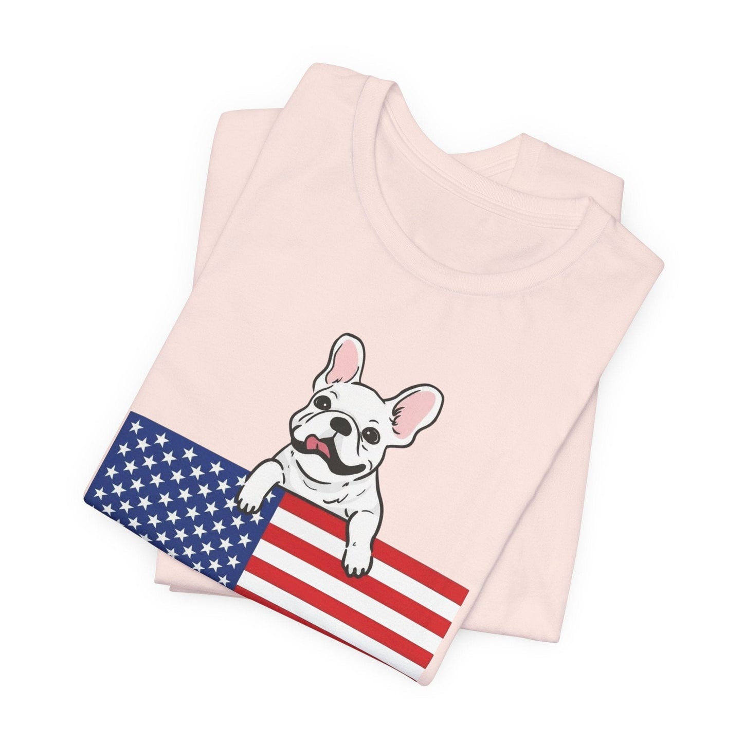 Custom Flag White Frenchie USA TShirt