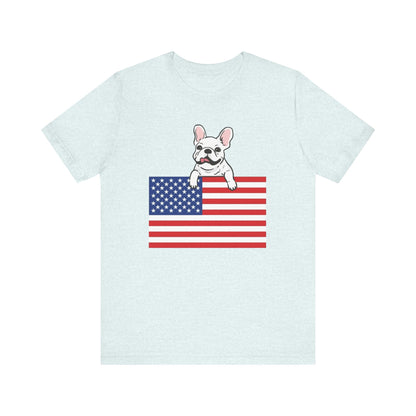 Custom Flag White Frenchie USA TShirt