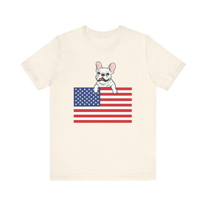 Custom Flag White Frenchie USA TShirt