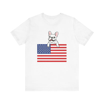 Custom Flag White Frenchie USA TShirt
