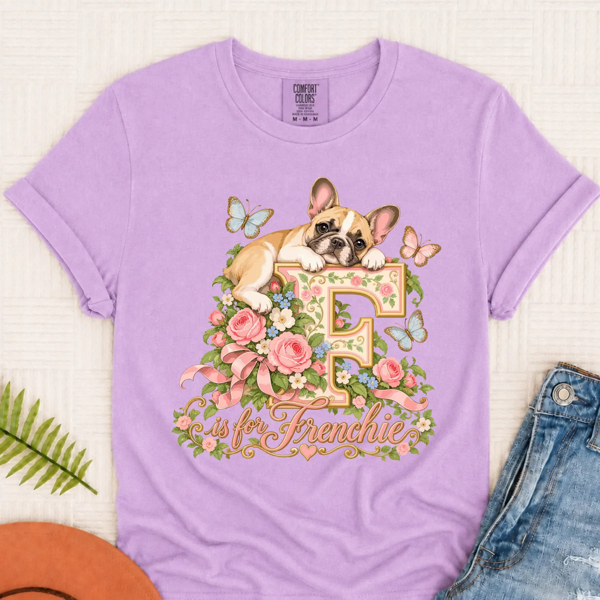 Customizer Monster Light 1717 / Orchid / S Custom French Bulldog Alphabet Garden Unisex TShirt