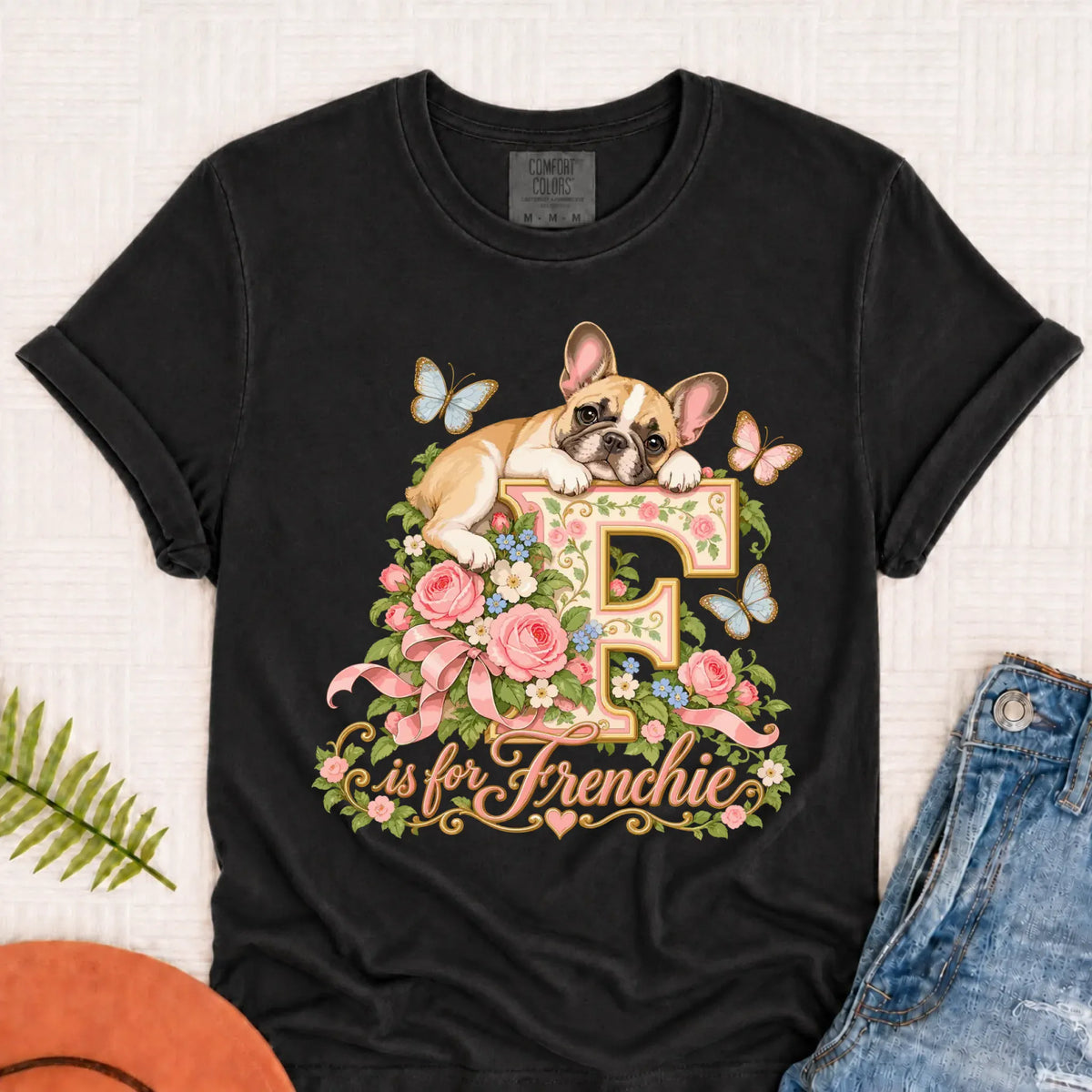 Customizer Monster Dark 1717 / Graphite / S Custom French Bulldog Alphabet Garden Unisex TShirt