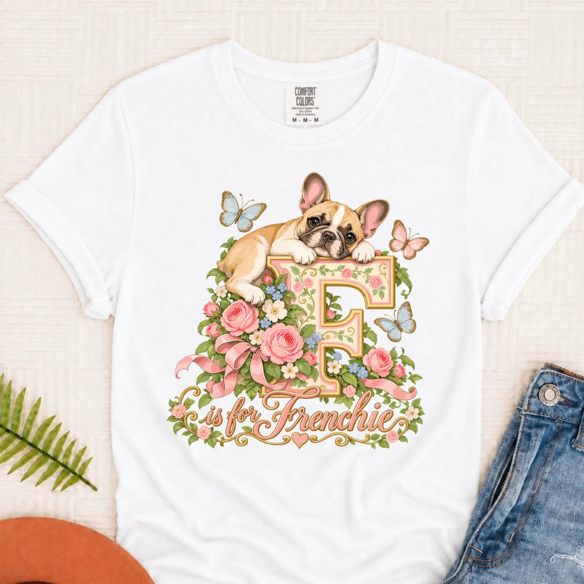 Customizer Monster Light 1717 / White / S Custom French Bulldog Alphabet Garden Unisex TShirt