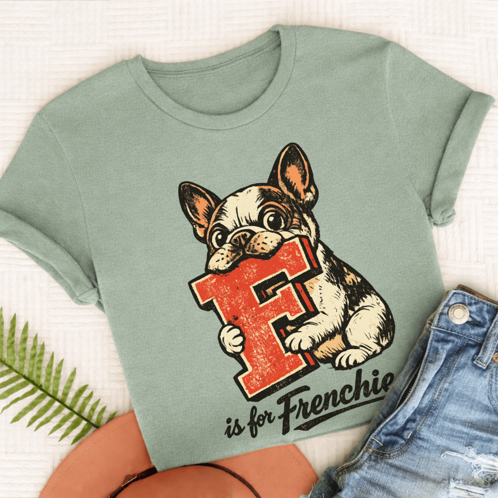 Custom French Bulldog Alphabet Unisex TShirt Comfort Colors Bay