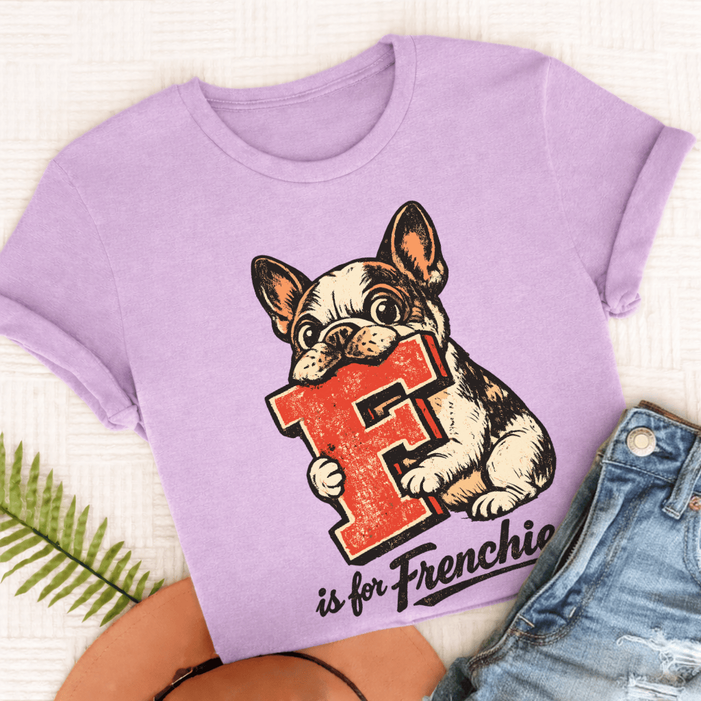 Custom French Bulldog Alphabet Unisex TShirt Comfort Colors Orchid