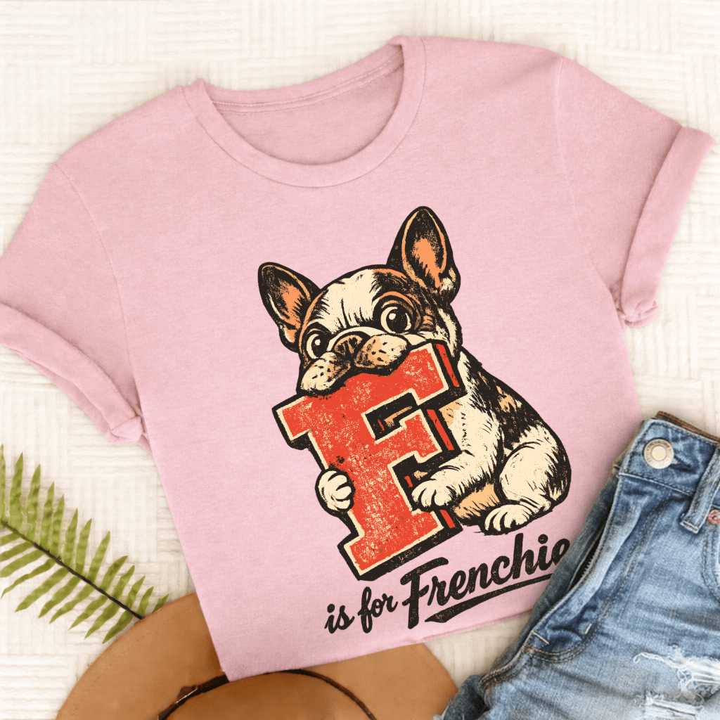 Custom French Bulldog Alphabet Unisex TShirt Comfort Colors Blossom