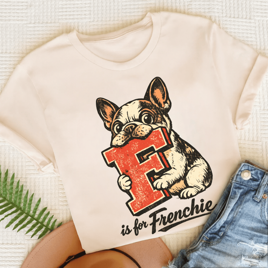 Custom French Bulldog Alphabet Unisex TShirt Natural