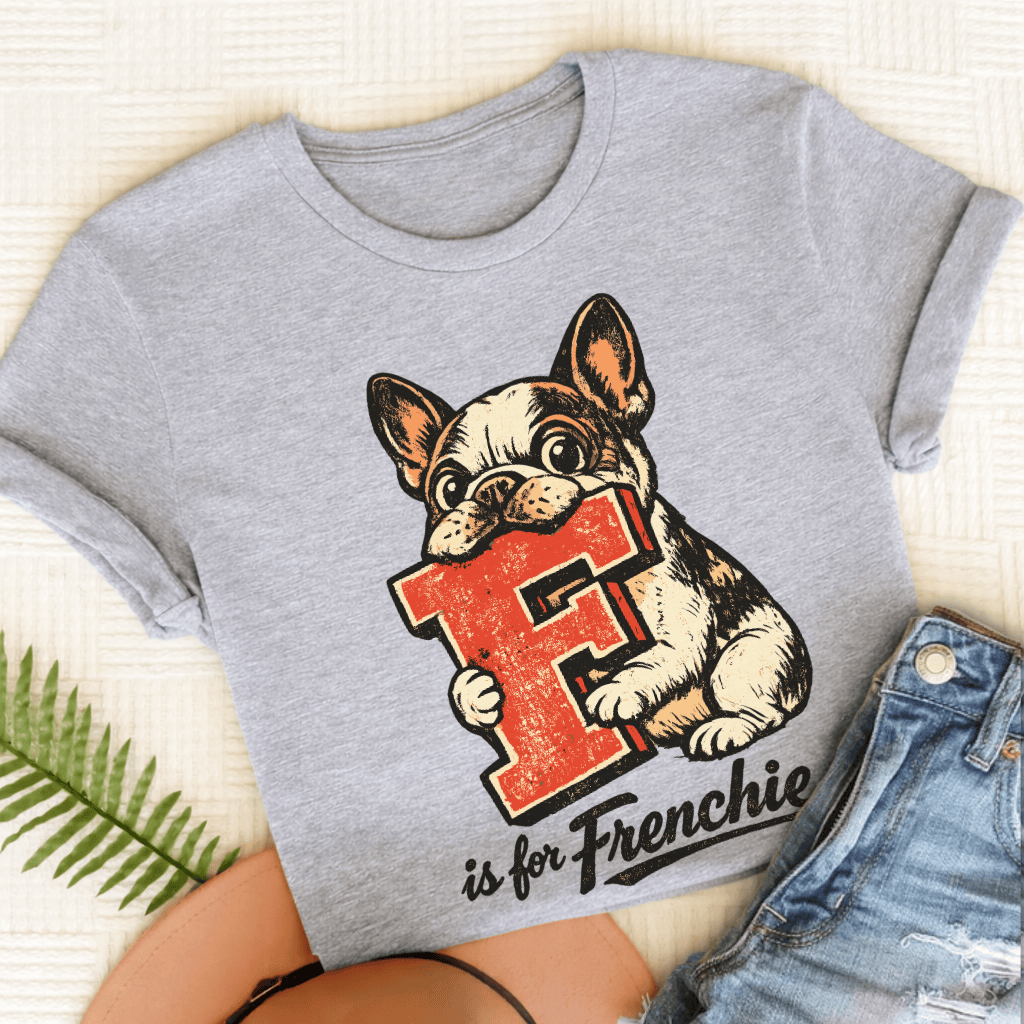 Custom French Bulldog Alphabet Unisex TShirt Sport Grey