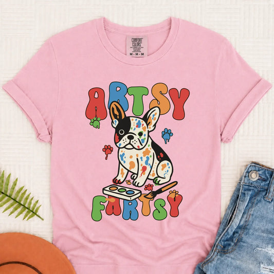 Custom French Bulldog Artsy Fartsy Unisex Tshirt Blossom