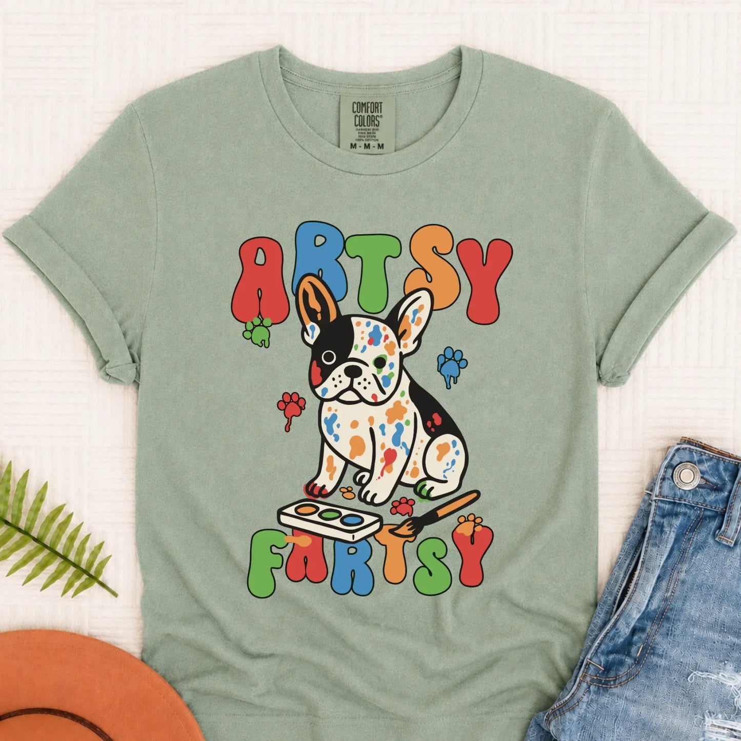 Custom French Bulldog Artsy Fartsy Unisex Tshirt Bay