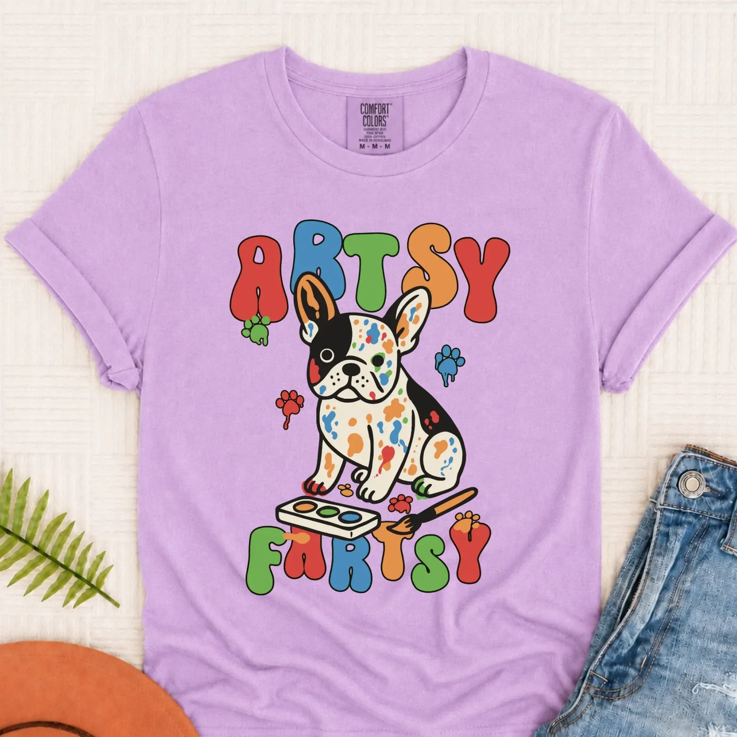 Custom French Bulldog Artsy Fartsy Unisex Tshirt Orchid