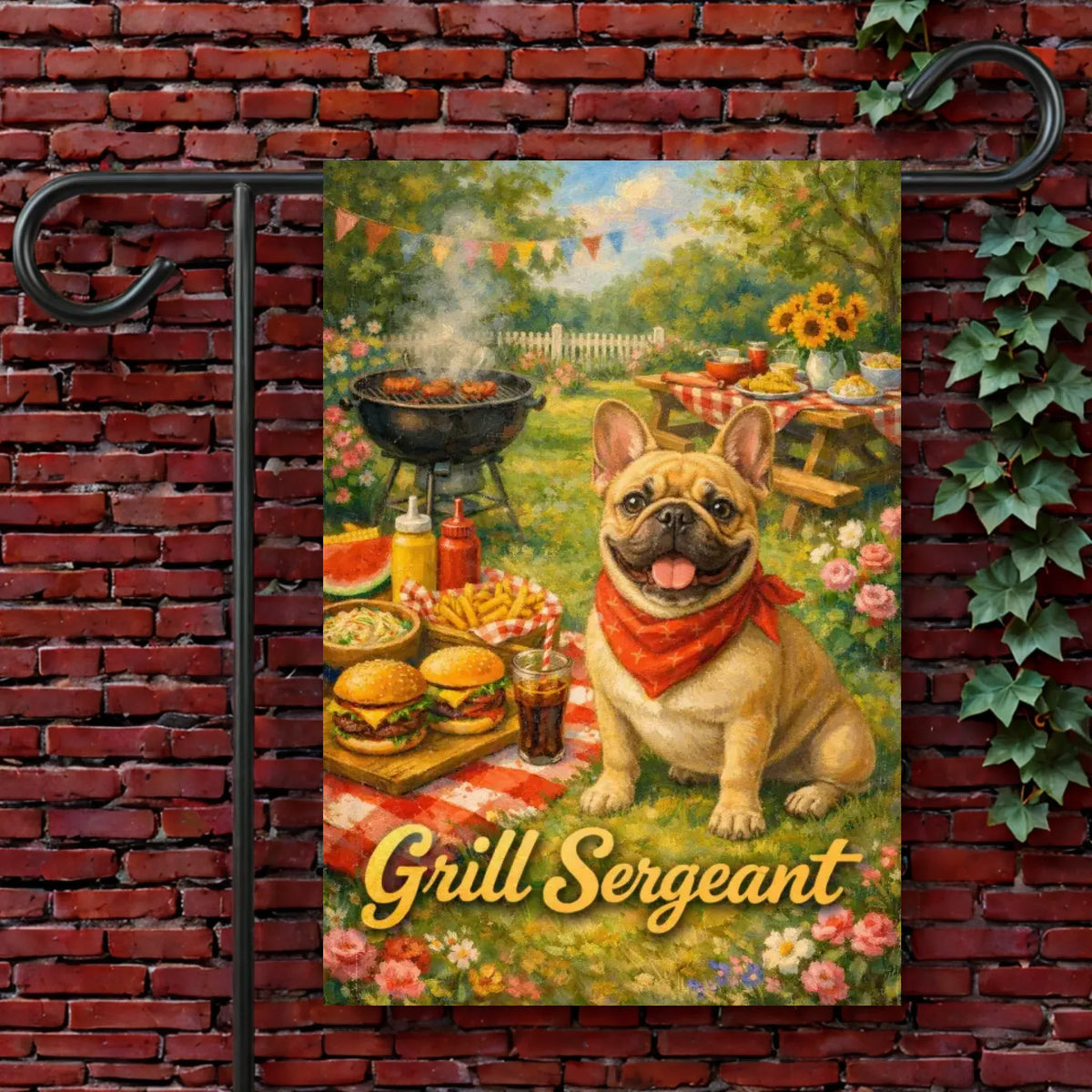 Customizer Garden & House Banner / Default / 12'' × 18'' Custom French Bulldog Backyard BBQ Grill Garden Yard Flag