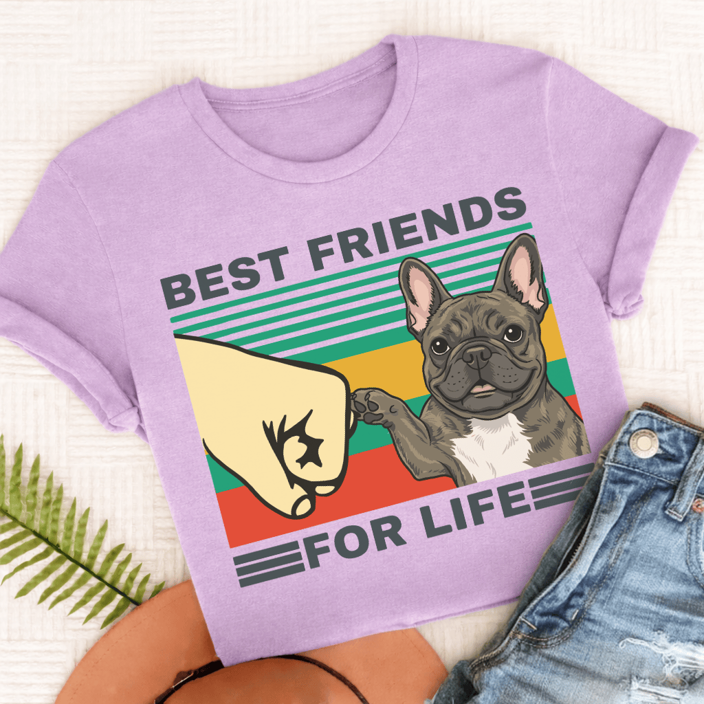 Custom French Bulldog Best Friends Unisex Tshirt Orchid